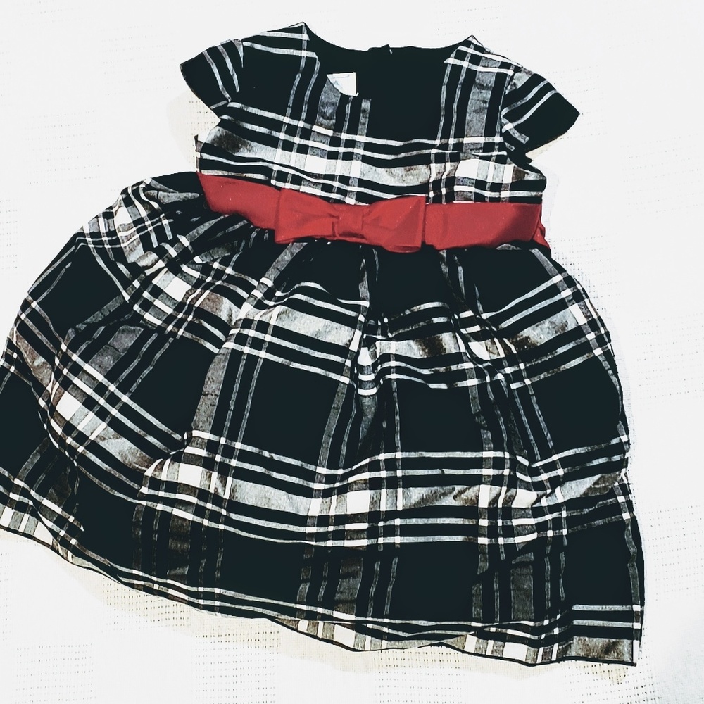 Marmellata Satin Plaid Holiday Dress & Cardigan